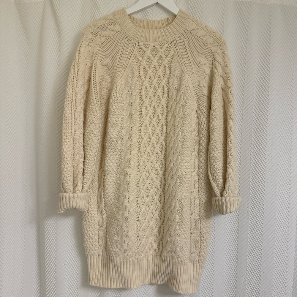 Cream Cable Knit Sweater Dress